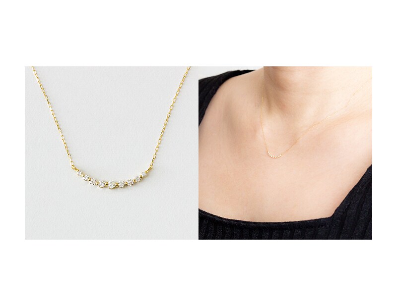 K18YG ダイヤ ラインネックレス(0.10ct)