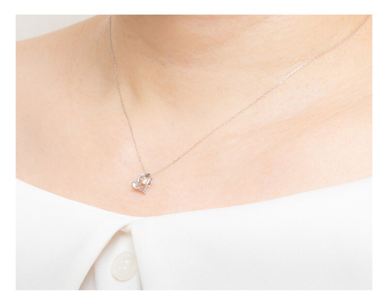 Pt ダイヤ ハートプチネックレス