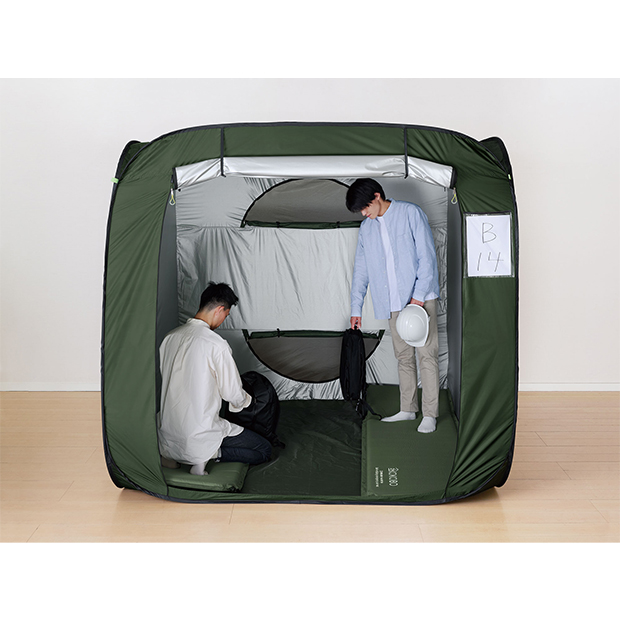 屋根が開く防災テント