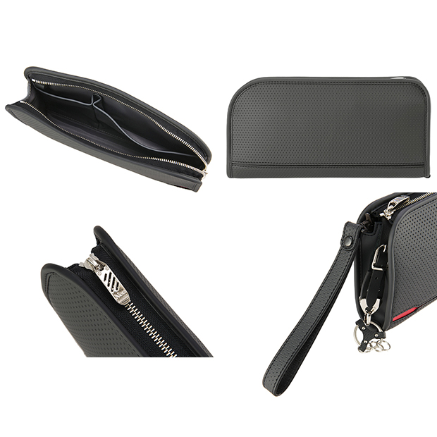 〔ノイインテレッセ〕クラッチバッグ ブラック×レッド