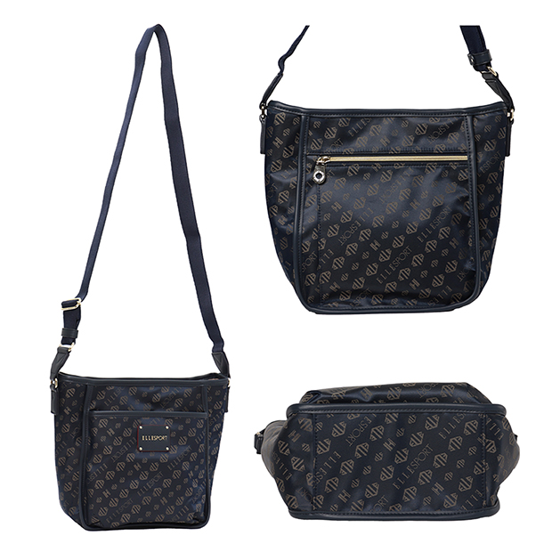 〔エルスポーツ〕ジャガード織り縦ショルダーバッグ ネイビー(メーカー希望小売価格16,650円)