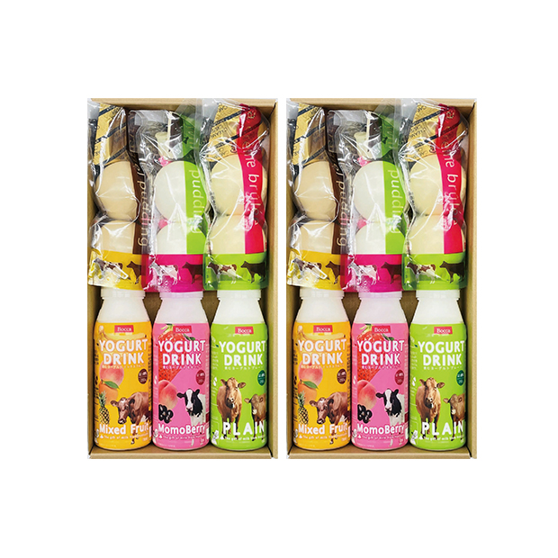 〔牧家〕3種のドリンクとプリンセット(計12点)