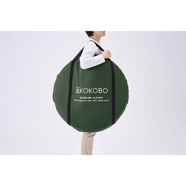 屋根が開く防災テント
