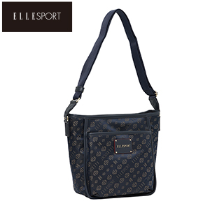 〔エルスポーツ〕ジャガード織り縦ショルダーバッグ ネイビー(メーカー希望小売価格16,650円)