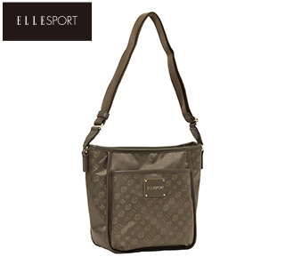 〔エルスポーツ〕ジャガード織り縦ショルダーバッグ ブラウン(メーカー希望小売価格16,650円)