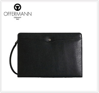 〔オファーマン〕牛革ハンドル付きクラッチバッグ