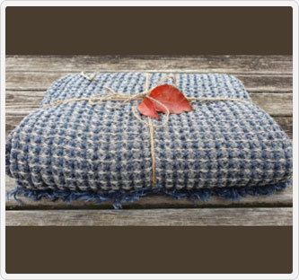 〔JURGA〕リトアニアリネン ワッフルブランケット ブルーグレイ