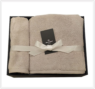 〔Micro Cotton〕タオルギフト ライトグレイ「ラグジュアリー」バスタオル・フェイスタオル各1枚セット