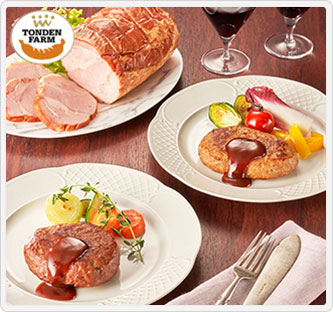 〔トンデンファーム〕ハンバーグ&ハム セット