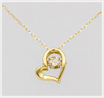 K18 ダイヤ ハートプチネックレス