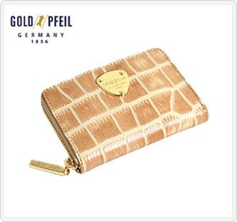 〔ゴールドファイル〕ファスナー小銭入れ ベージュ