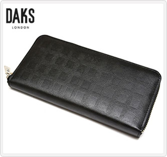 〔ダックス〕ラウンドファスナー長財布 ブラック