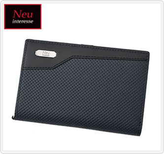 〔ノイインテレッセ〕ミドルウォレット ネイビー×ブラック