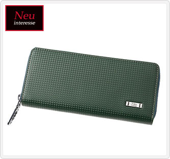 〔ノイインテレッセ〕ラウンドファスナーハニーセル長財布 グリーン