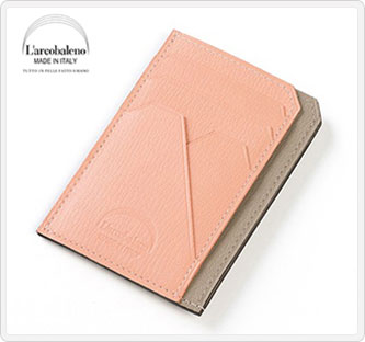 〔ラルコバレーノ〕スマートミニウォレット ベージュ×ピンク