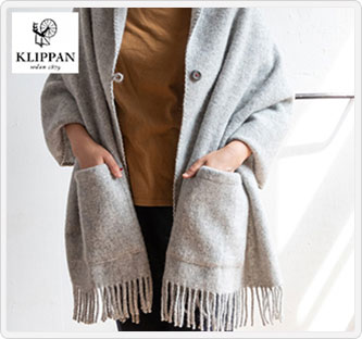 〔クリッパン〕ベーシックウール ストール(2ポケット)ライトグレー