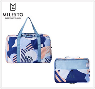 〔MILESTO×PAPIERTIGRE〕ポケッタブルボストンバッグ 45L クラウド+圧縮パッキングオーガナイザーダブルポケット 4L×2 クラウド
