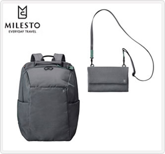 〔MILESTO〕Hutteラウンドバックパック ダークグレー+Hutteマルチショルダーバッグ ダークグレー