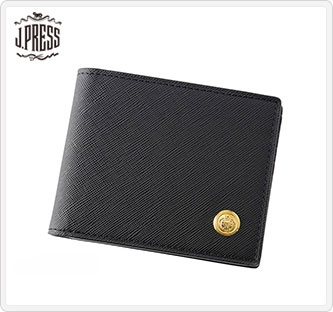 〔J.PRESS〕二つ折財布(小銭入れなし) ブラック