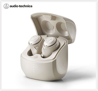 〔オーディオテクニカ〕ノイズキャンセリングワイヤレスイヤホン ベージュ