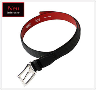 〔ノイインテレッセ〕メンズベルト ブラック×レッド(父の日用)