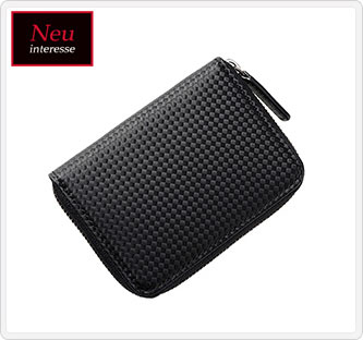 〔ノイインテレッセ〕ラウンドファスナー小銭入れ ブラック×レッド(父の日用)