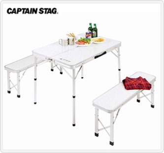 〔キャプテンスタッグ〕ラフォーレ ベンチインテーブルセット