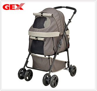 〔GEX〕わんわんカート多頭用Dxplusストライプグリーン