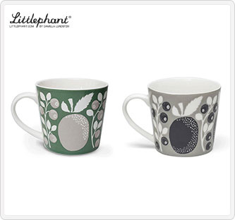 〔リトルファント〕Plum マグカップ グリーン&グレー ペアセット