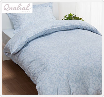 〔西川 クオリアル〕掛けふとんカバー&ピロケース ブルー