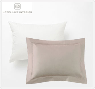 〔ホテルライクインテリア〕トラベルダウンピロー 30×40cm+クッションカバー ブドワール サンド 400TC コットンサテン
