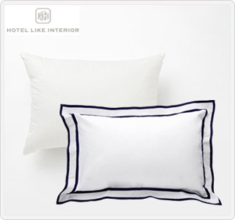 〔ホテルライクインテリア〕トラベルダウンピロー 30×40cm+クッションカバー ブドワール ネイビー 400TC ホテル