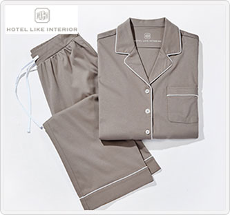 〔ホテルライクインテリア〕コットンジャージーパジャマ フォグ レディース M