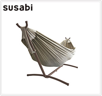 〔susabiすさび〕ダブルハンモック ファロリト ブラウンスタンドセット