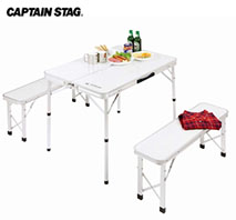 〔キャプテンスタッグ〕ラフォーレ ベンチインテーブルセット