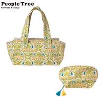 〔ピープルツリー〕フェアトレード ブロックプリントバッグ＆ポーチセット