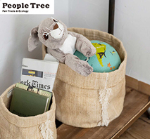 〔ピープルツリー〕フェアトレード・ジュートコットンフリンジバスケットセット