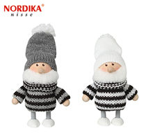〔ノルディカ〕ボーダーのニッセ人形　グレー＆ホワイトSET