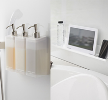 〔ミスト〕マグネットツーウェイディスペンサーボトル3本セット＋マグネットバスルームラック ロング