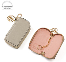 〔ラルコバレーノ〕スマートキーケース ベージュ×ピンク