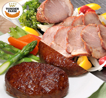 〔トンデンファーム〕 炭火焼焼豚&ハンバーグセット