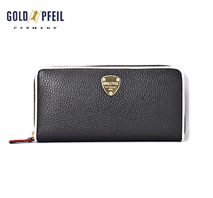 〔ゴールドファイル〕ラウンドファスナー長財布　ブラック/ホワイト