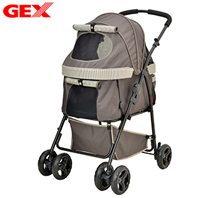 〔GEX〕わんわんカート多頭用Dxplusストライプグリーン