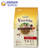 〔ユニ・チャーム〕グラン・デリ Freciousアダルトチキン＆ビーフ2kg×4袋