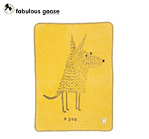 〔ファブラスグース〕ブランケットL　ア・ドッグ　イエロー/グレー