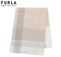 〔フルラ〕カシミヤ100％メランジュチェック縮絨ストール ベージュ系