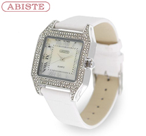 〔ABISTE〕 ホワイトベルトクリスタル時計