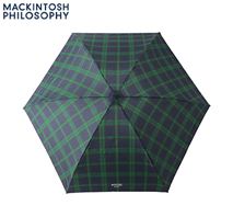 〔マッキントッシュフィロソフィー〕タータンチェック折りたたみ雨傘　ダークネイビー系