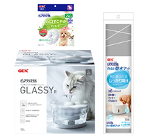 ピュアクリスタル グラッシーR 1.5L 猫用・ずれない吸水マット・お口すこやかフィルター 全円 犬猫兼用 2個入