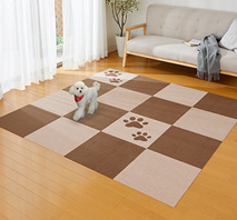 〔サンコー〕おくだけ吸着タイルマット 45×45cm 16枚入 （肉球柄2枚入）